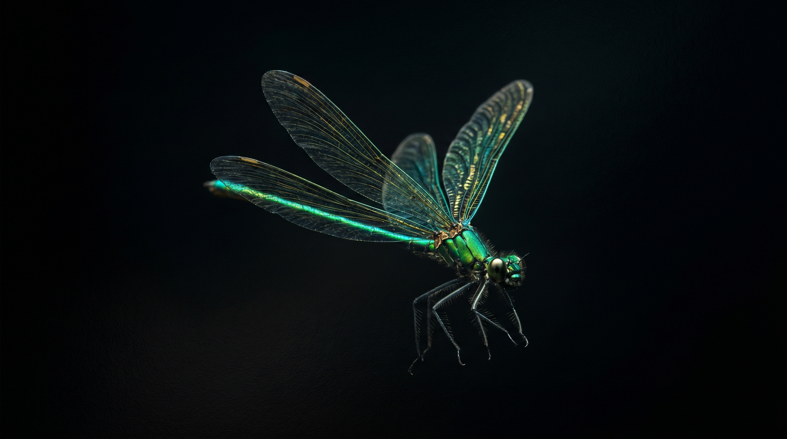 Emerald Dragonfly In Darkness 2